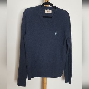 Original Penguin Mens Lambswool V Neck Sweater Medium